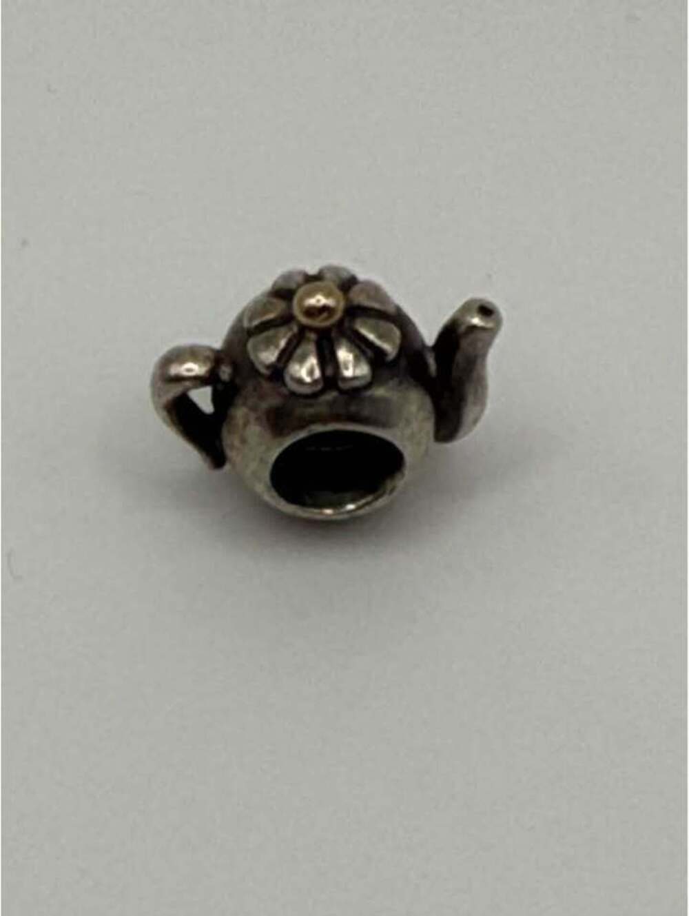 Pandora two-tone sterling silver and 14K gold teapot charm